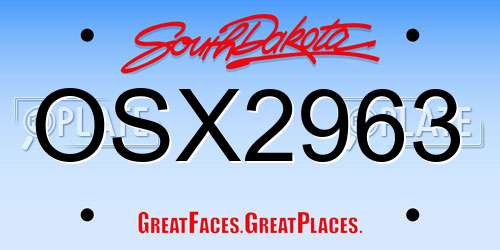 OSX2963 South Dakota License Plate
