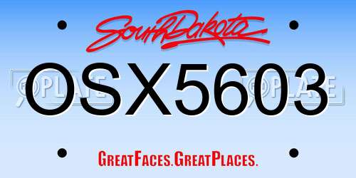 OSX5603 South Dakota License Plate