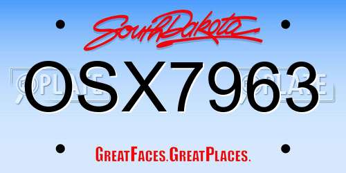 OSX7963 South Dakota License Plate