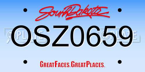 OSZ0659 South Dakota License Plate