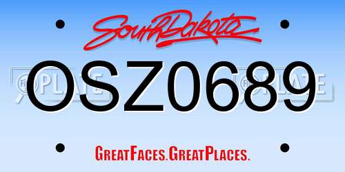 OSZ0689 South Dakota License Plate