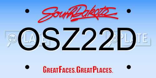 OSZ22D South Dakota License Plate