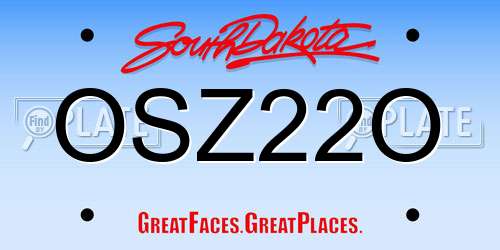 OSZ22O South Dakota License Plate