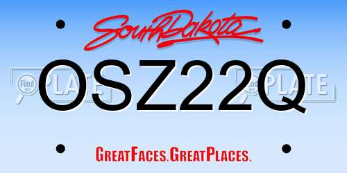 OSZ22Q South Dakota License Plate