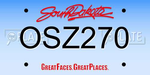OSZ270 South Dakota License Plate