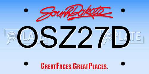 OSZ27D South Dakota License Plate