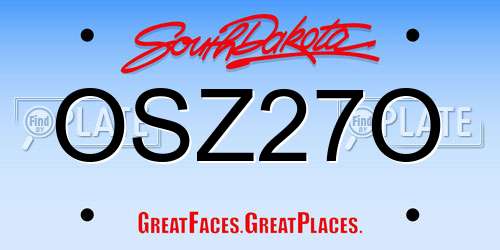 OSZ27O South Dakota License Plate