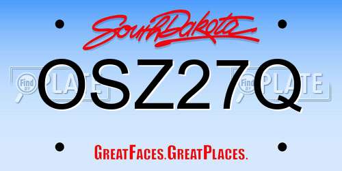 OSZ27Q South Dakota License Plate