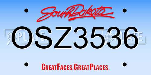 OSZ3536 South Dakota License Plate
