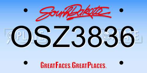 OSZ3836 South Dakota License Plate