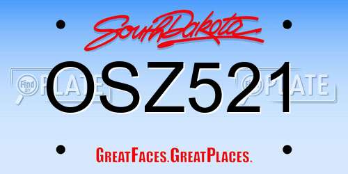OSZ521 South Dakota License Plate