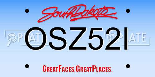 OSZ52I South Dakota License Plate