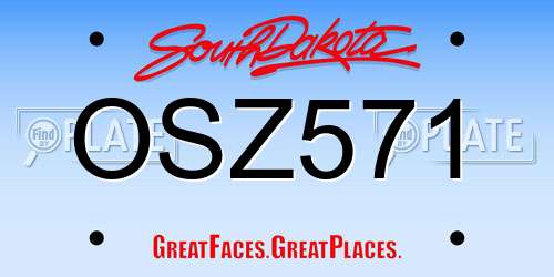OSZ571 South Dakota License Plate