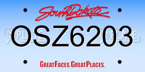 OSZ6203 South Dakota License Plate