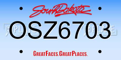 OSZ6703 South Dakota License Plate