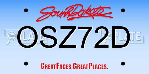 OSZ72D South Dakota License Plate