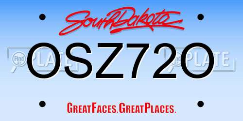 OSZ72O South Dakota License Plate
