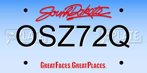 OSZ72Q South Dakota License Plate