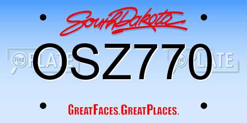 OSZ770 South Dakota License Plate