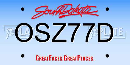 OSZ77D South Dakota License Plate