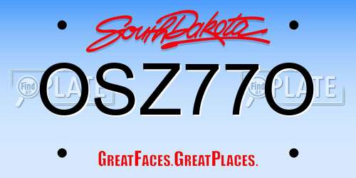OSZ77O South Dakota License Plate