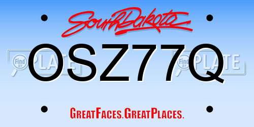 OSZ77Q South Dakota License Plate