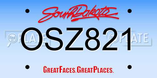 OSZ821 South Dakota License Plate