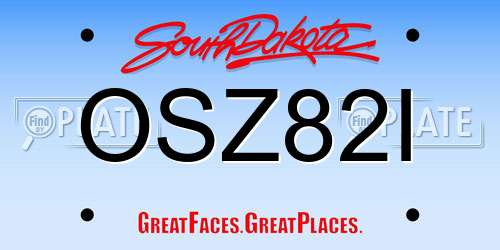 OSZ82I South Dakota License Plate