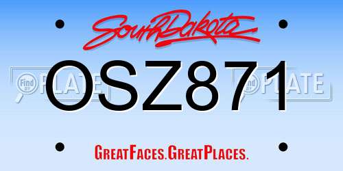 OSZ871 South Dakota License Plate