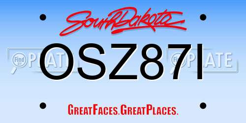 OSZ87I South Dakota License Plate