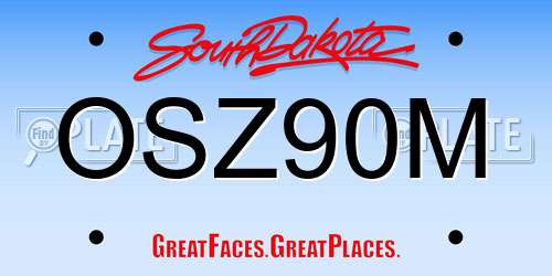 OSZ90M South Dakota License Plate