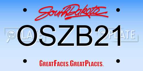 OSZB21 South Dakota License Plate