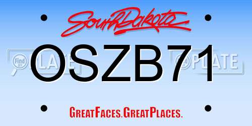 OSZB71 South Dakota License Plate