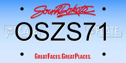 OSZS71 South Dakota License Plate