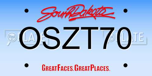 OSZT70 South Dakota License Plate