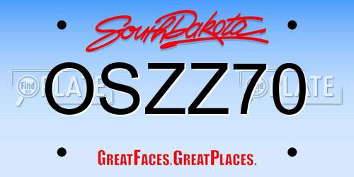 OSZZ70 South Dakota License Plate