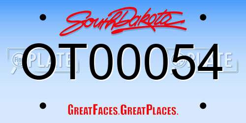 OT00054 South Dakota License Plate
