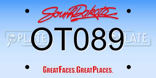 OT089 South Dakota License Plate