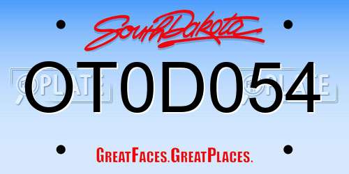 OT0D054 South Dakota License Plate