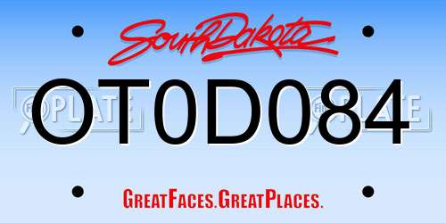 OT0D084 South Dakota License Plate