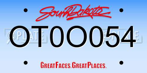 OT0O054 South Dakota License Plate