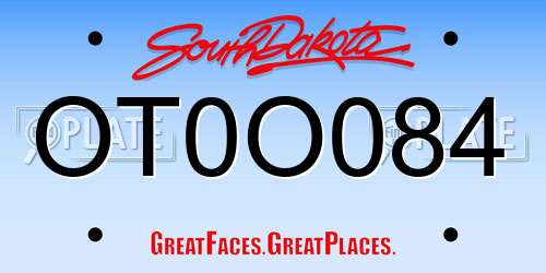 OT0O084 South Dakota License Plate