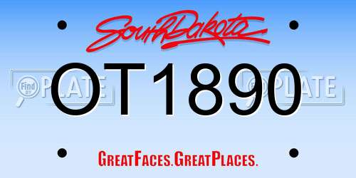 OT1890 South Dakota License Plate