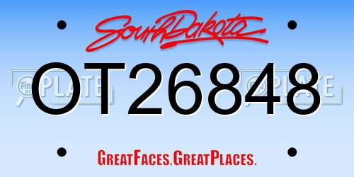OT26848 South Dakota License Plate