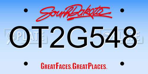 OT2G548 South Dakota License Plate