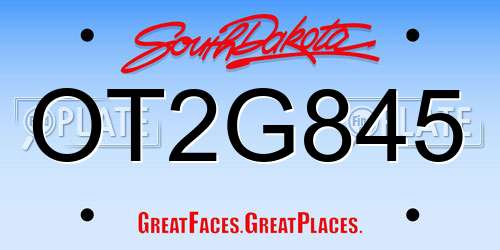 OT2G845 South Dakota License Plate