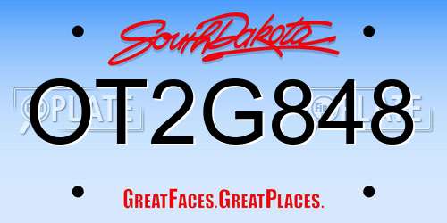 OT2G848 South Dakota License Plate