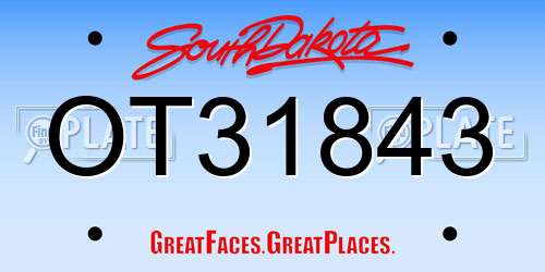 OT31843 South Dakota License Plate