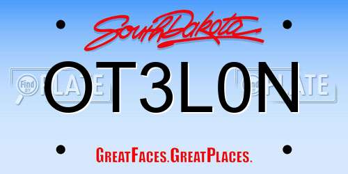 OT3L0N South Dakota License Plate