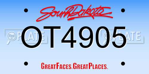 OT4905 South Dakota License Plate